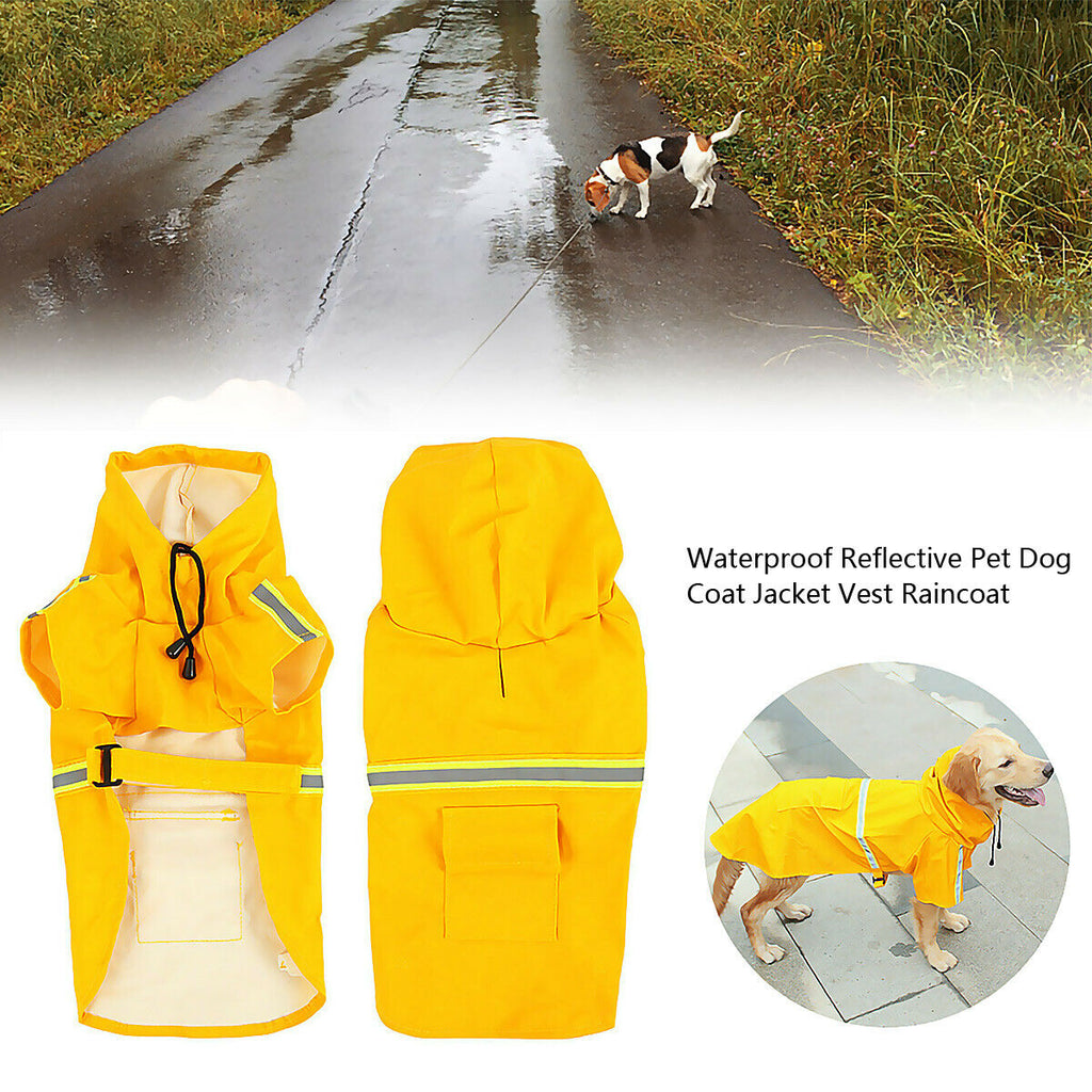 Dog Raincoat,Waterproof Dog Rain Jacket With Safety Reflective Stripe