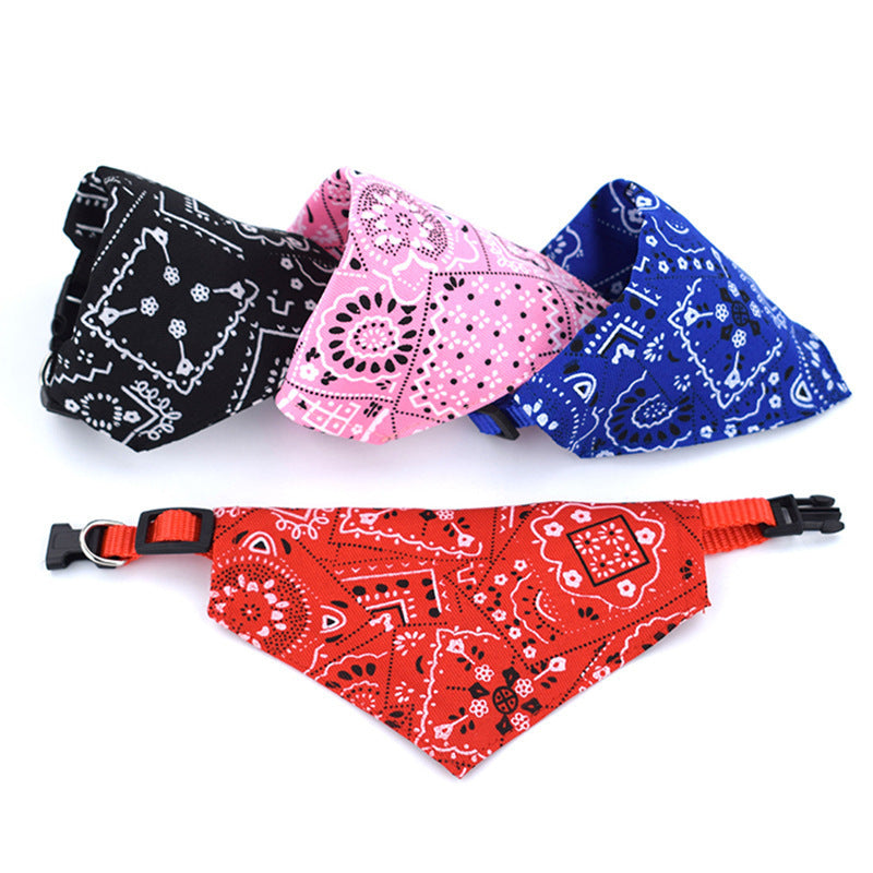 Adjustable Bandana Dog Collar – Classic Patterned Pet Scarf